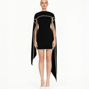 Black Cape Pearl Dress